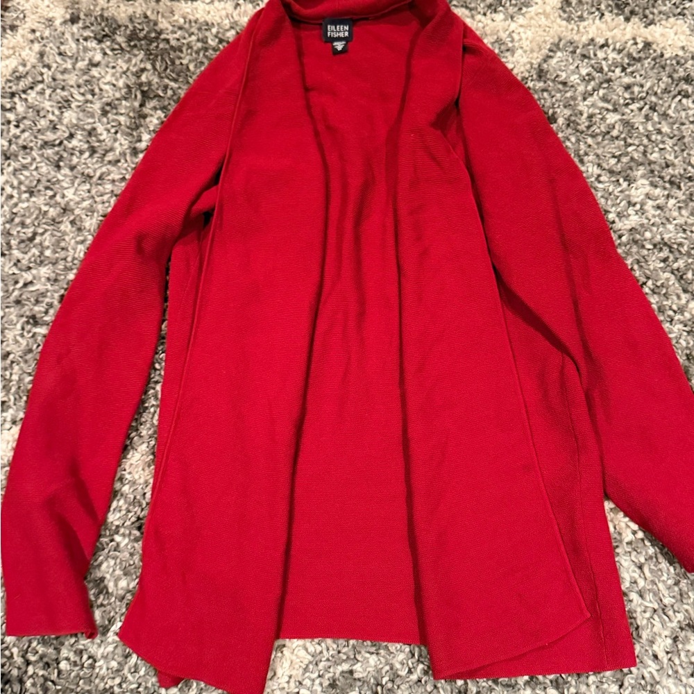 Eileen fisher red open cardigan fall Sweater